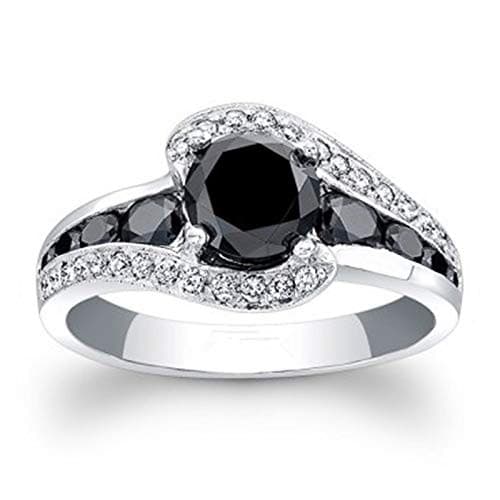 S925 Sterling Silver Black Onyx Engagement Ring Black Ladies Ring Moissanite 3