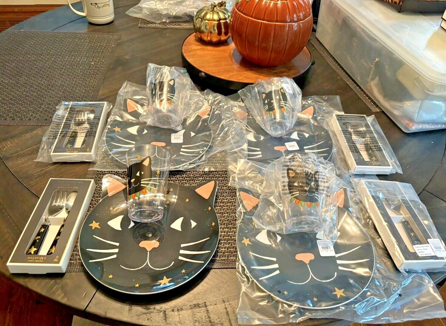 Pottery Barn Disney Halloween Holiday party black cat kids dinner party SET 12 - 6