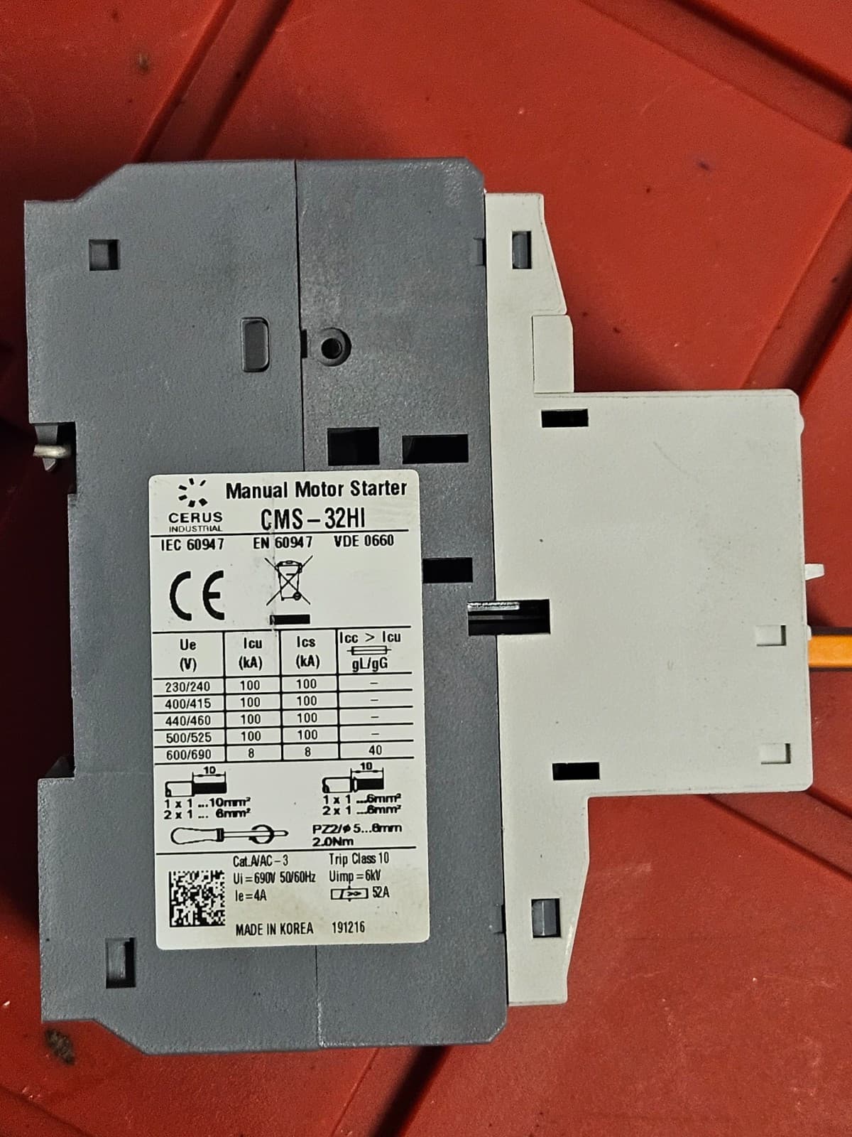 Cerus CMS-32HI Manual Motor Starter MMS2 – 32A 690V AC – Used 4