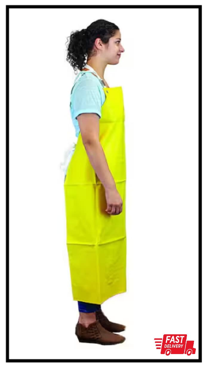 Yellow Heavy Duty Nitrile Industrial Bib Apron Chemical and Oil Resistant 2