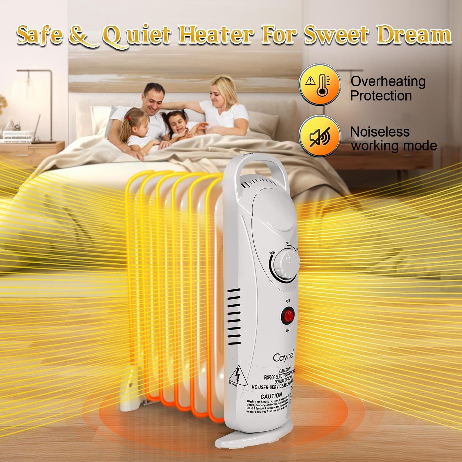 Portable 7-Fin Electric Indoor Space Heater Quiet Full Room Heater w/ Thermostat 3