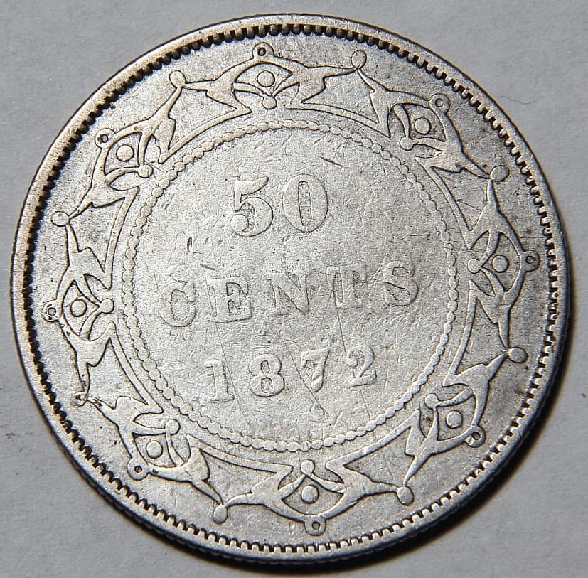 1872 H Newfoundland Fifty Cents 50c Low Mintage 48k -5235-