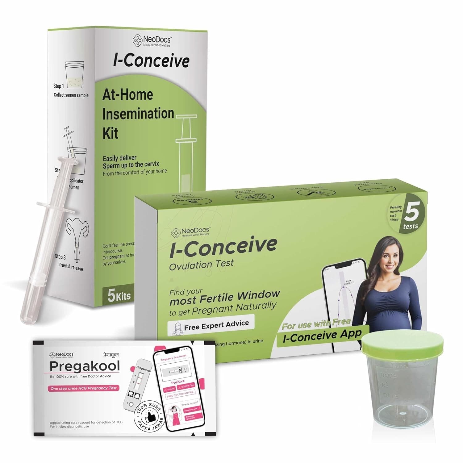 Neodocs I-Conceive Home Insemination IVI IUI Kit Ovulation & Pregnancy Test Kit