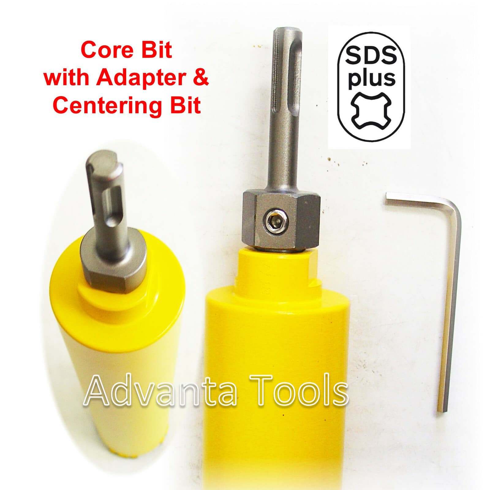 2-1/2” Dry Diamond Core Bit 4 Concrete w/ Rebar + SDS Plus Adapter & Pilot Bit 2