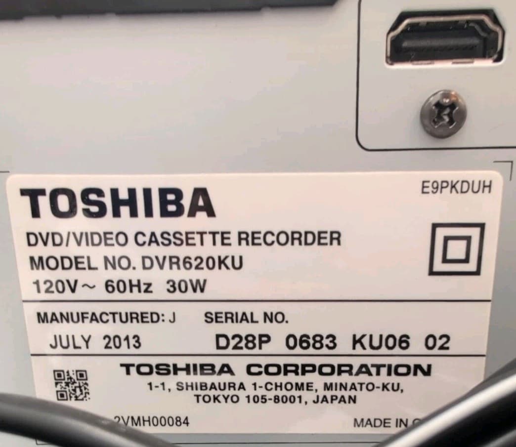 Toshiba DVR620KU DVD Recorder VCR Combo HDMI Dubbing No Remote 5