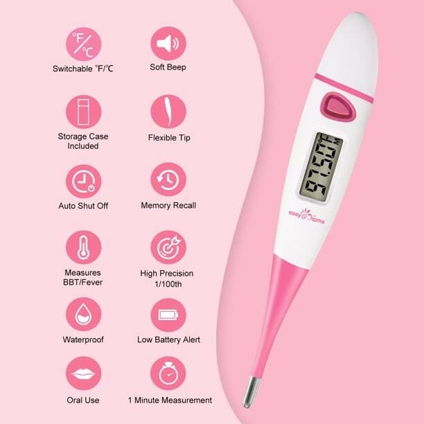 Easy@Home Basal Body Thermometer Ovulation Prediction Premom App EBT-018-Pink 5