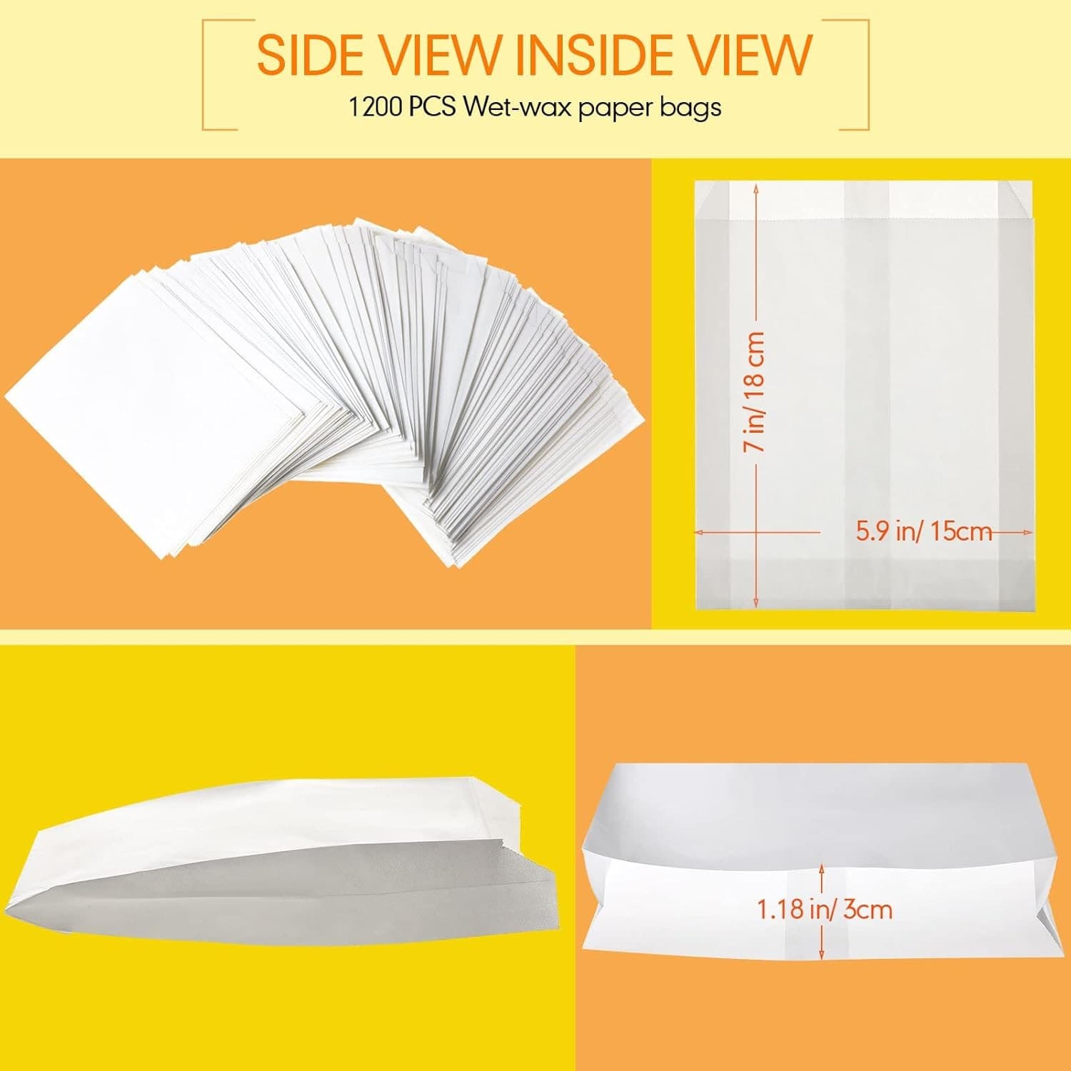 Zubebe 1200-pack paper sandwich bags, 7 x 6 x 1 inches 2