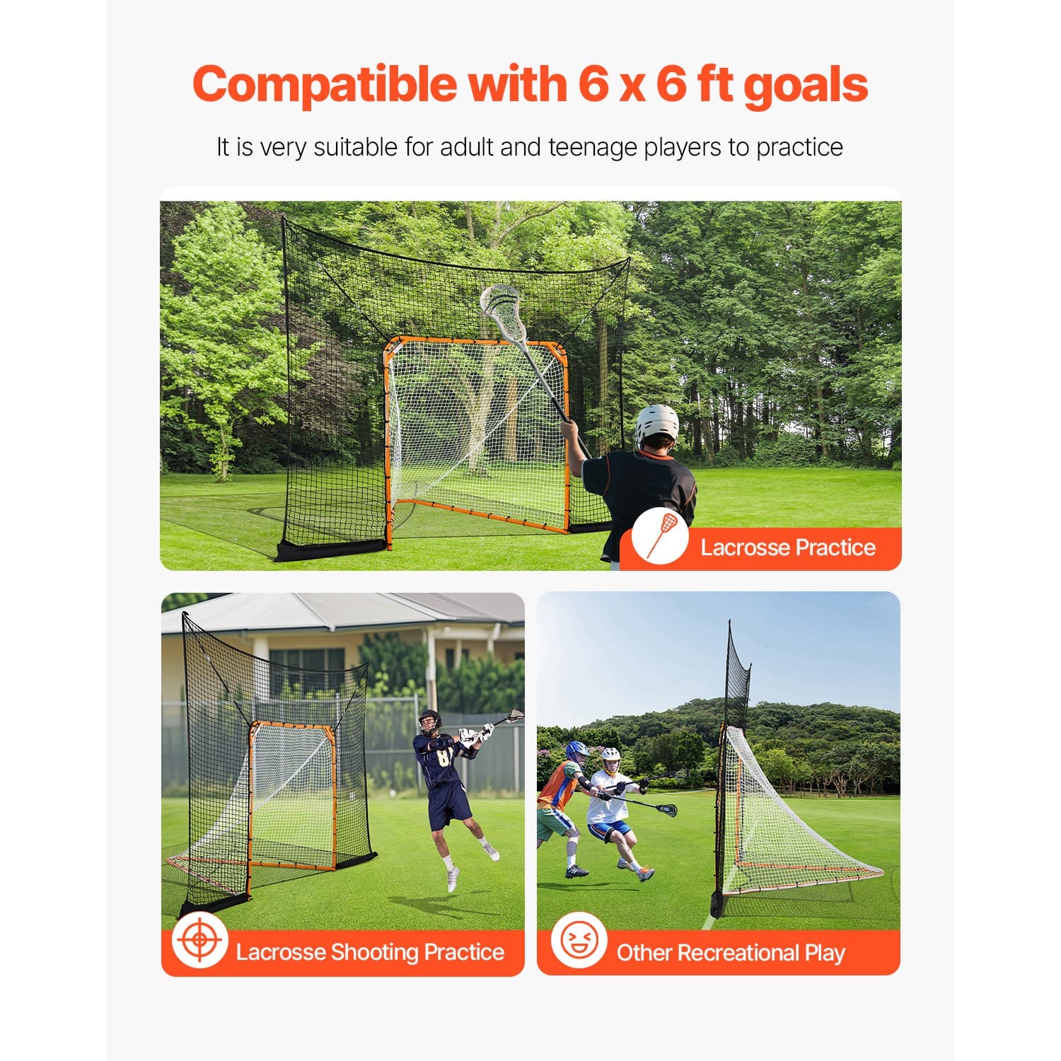 Uimoso 12x9 ft Hockey Lacrosse Backstop Net for Training and Extended Coverage 6