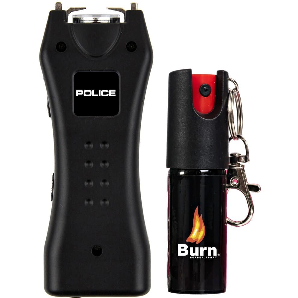 POLICE Stun Gun Burn Pepper Spray Combo Self Defense 618 Black