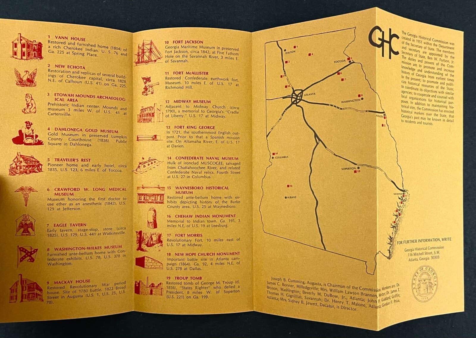 1980s Georgia Highways Of History Self Guided Tour Vintage Travel Brochure Map 2