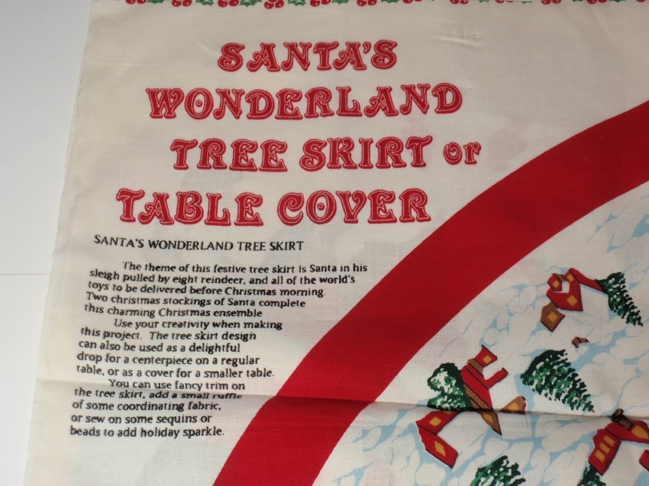 Santa’s Wonderland Tree Skirt or Table Cover Fabric Panel 2