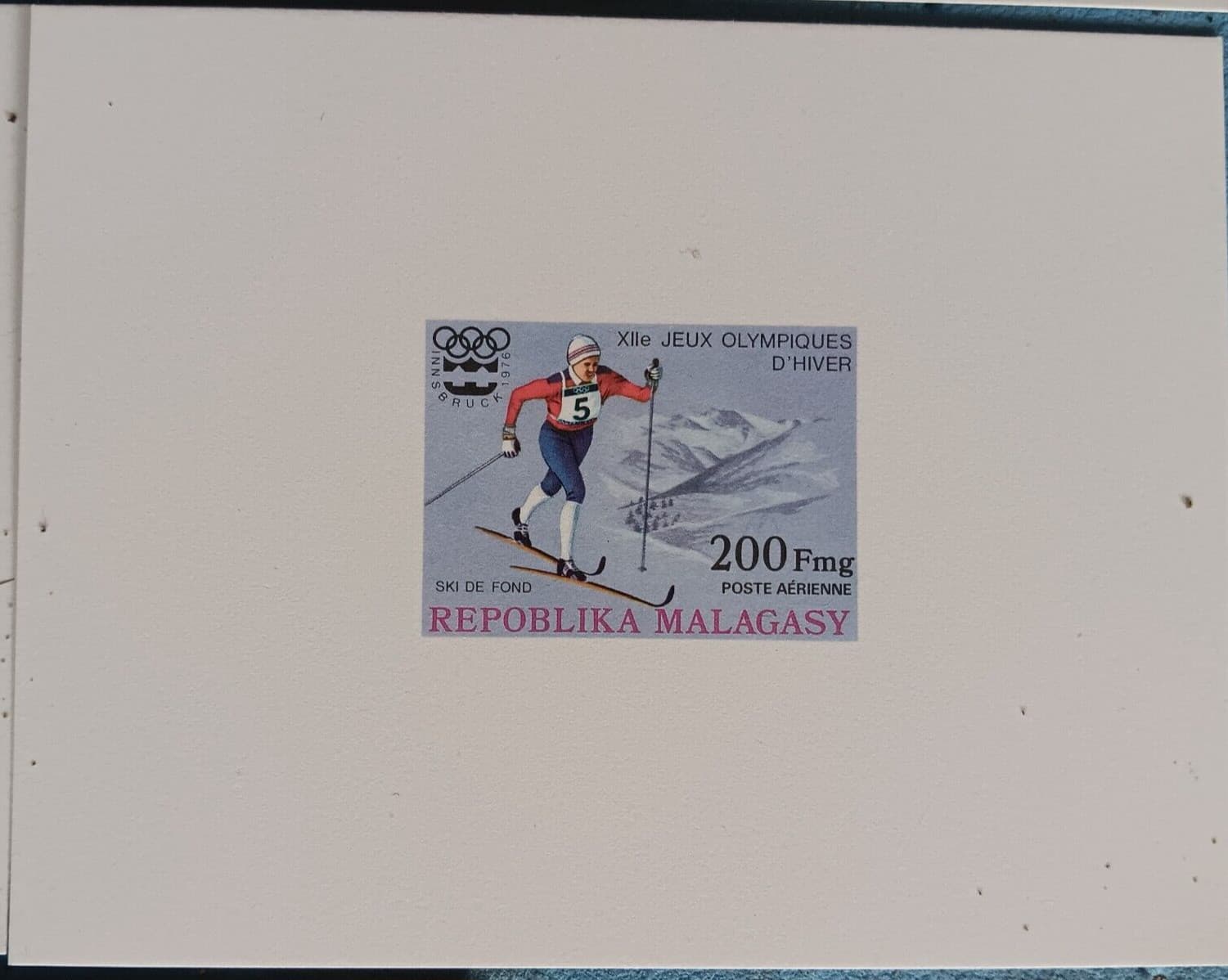 MALAGASY 1976 innsbruck austria winter olympics SET 5 IMPERFORATE PROOFS DANCE S 2