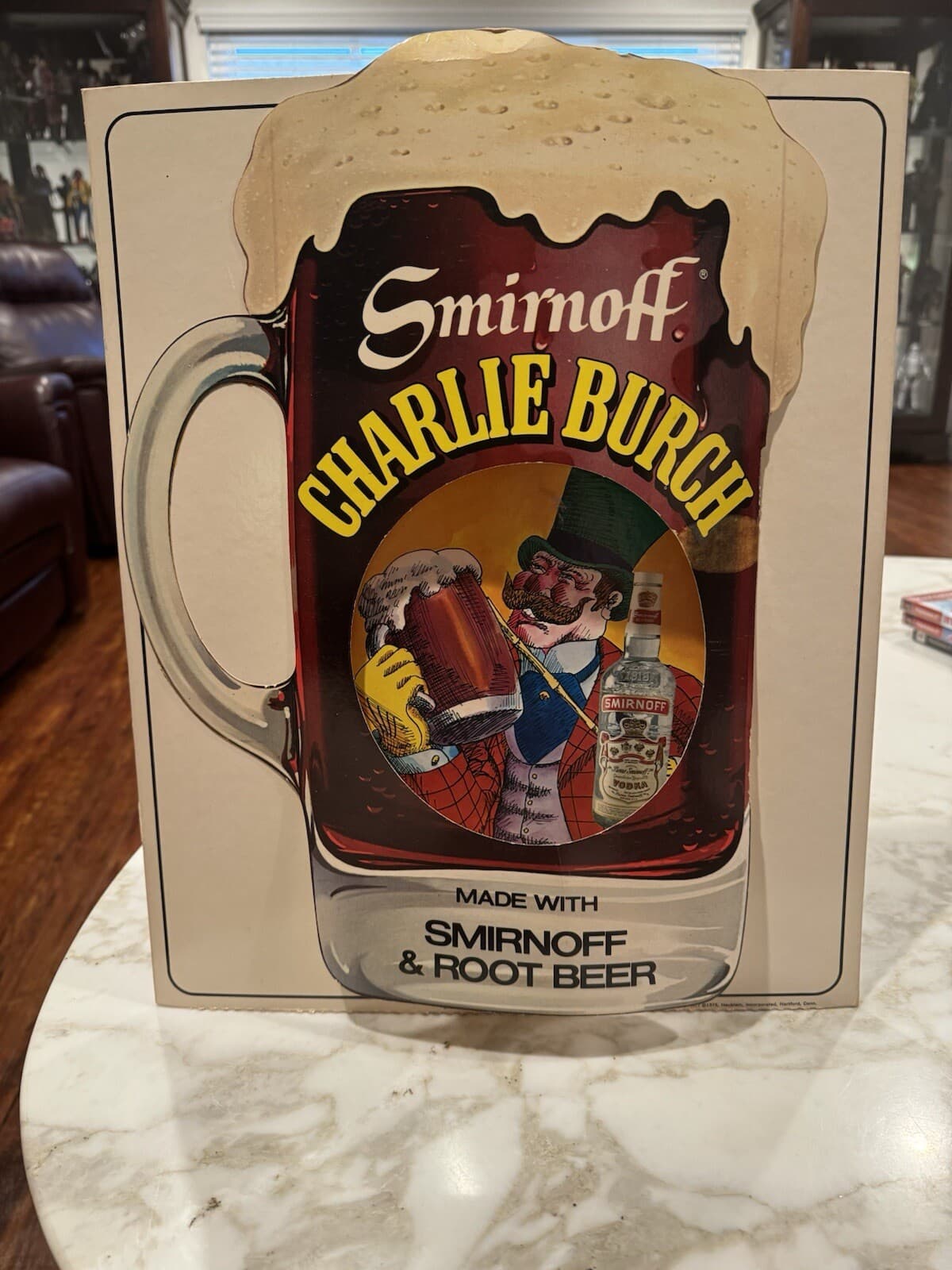 Vintage 1975 Charlie Burch Smirnoff Root Beer TableTop 3-D Standing Advertisment