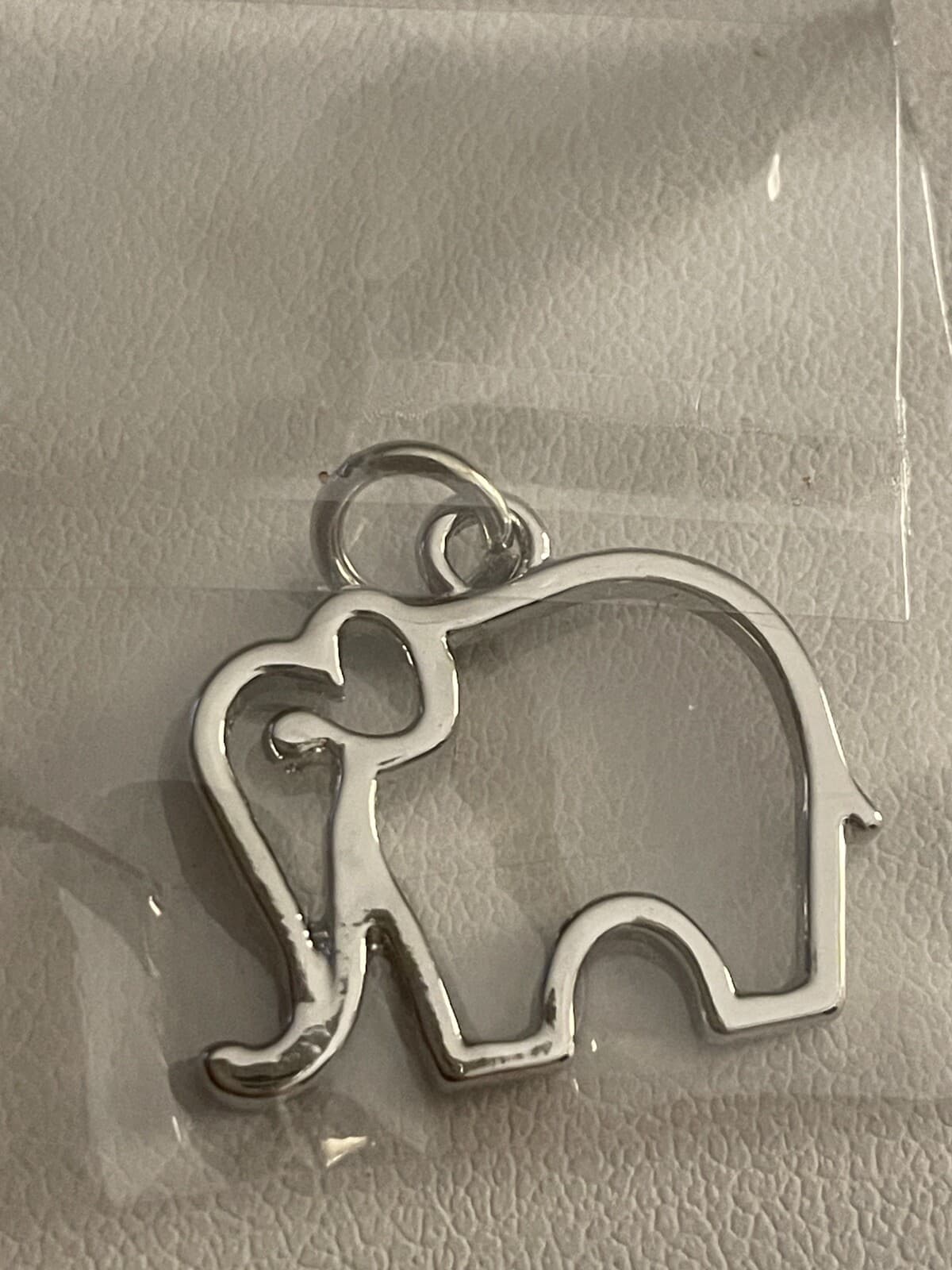 Elephant Pendant Charm Silver Tone 2