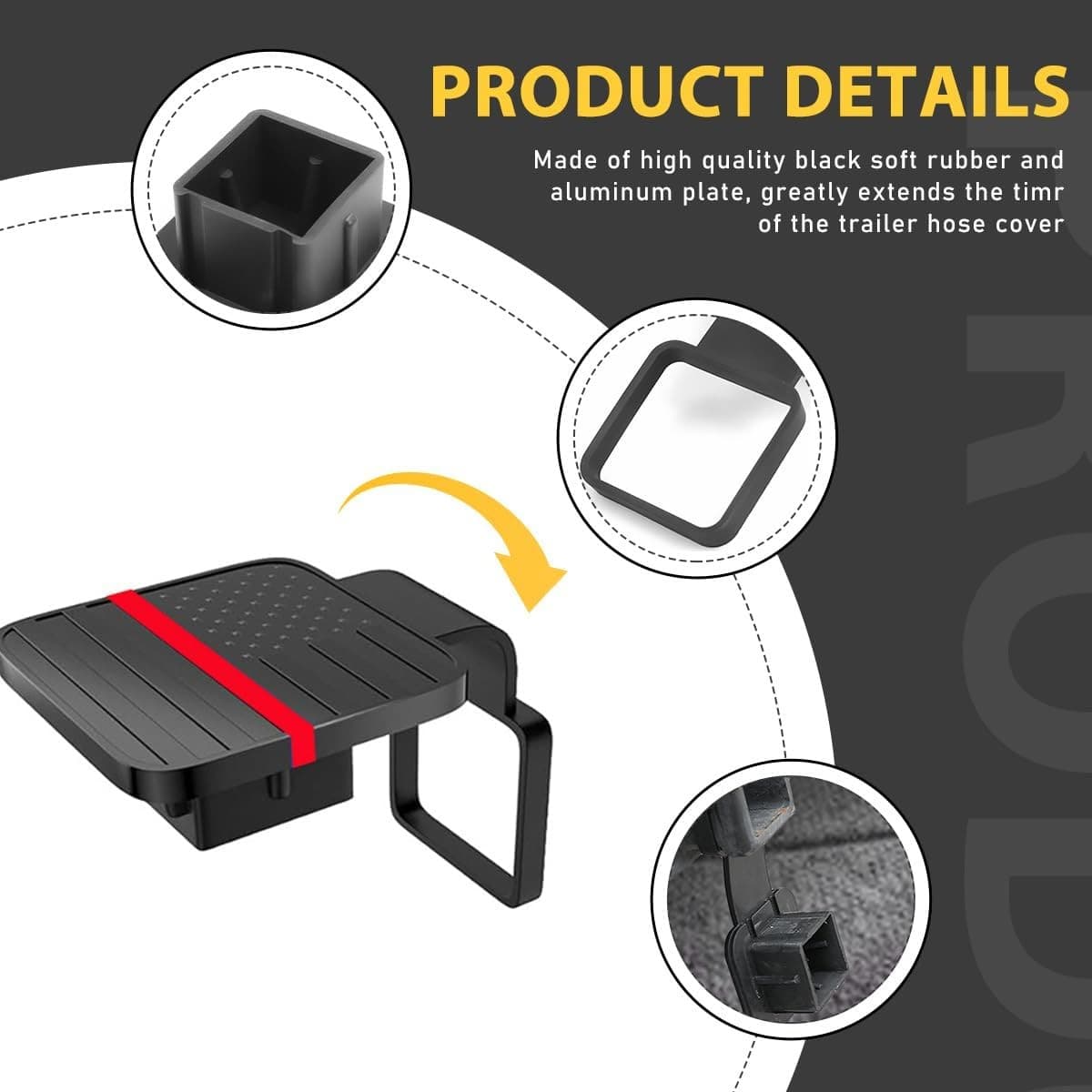 Trailer Hitch Cover, American Flag Hitch Cover Tube Plug Insert fits 2" Receiver 3