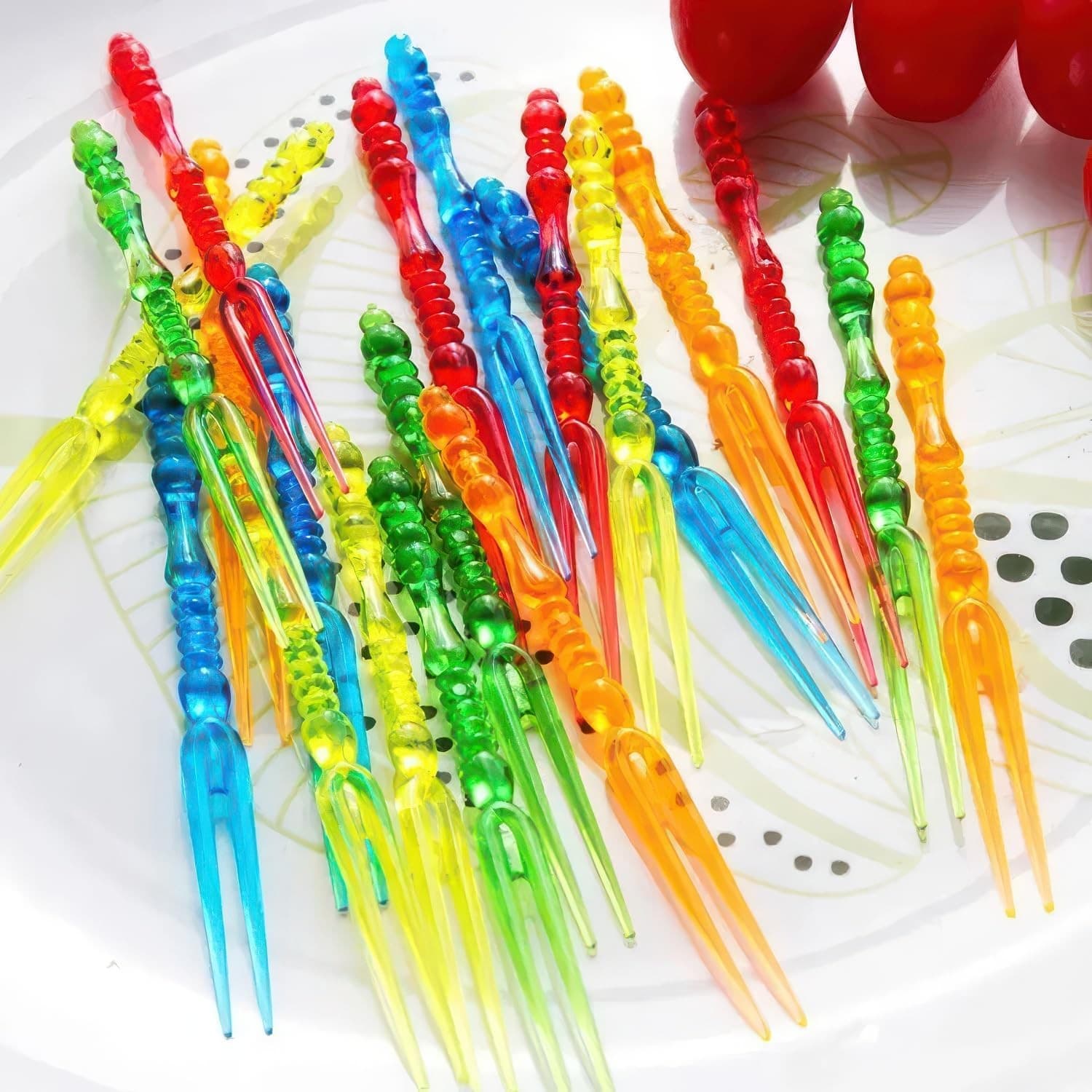 200pcs Color Plastic Fruit Forks 4&quot;, 4.0-inch Dessert 