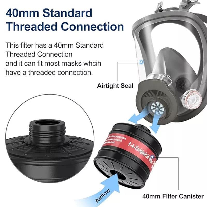 Reusable Full Face Respirator Gas Mask with 40mm Activated Carbon Filter 6800 6
