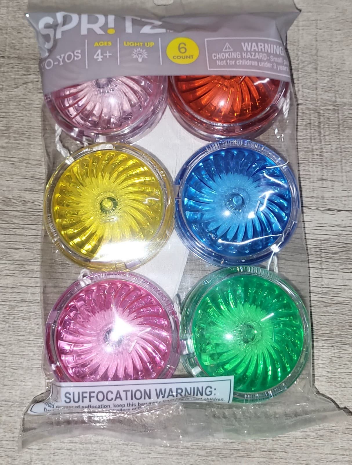 Spritz Yo Yo Set of 6 Light Up Colored Yo-Yo's Toy NEW 2