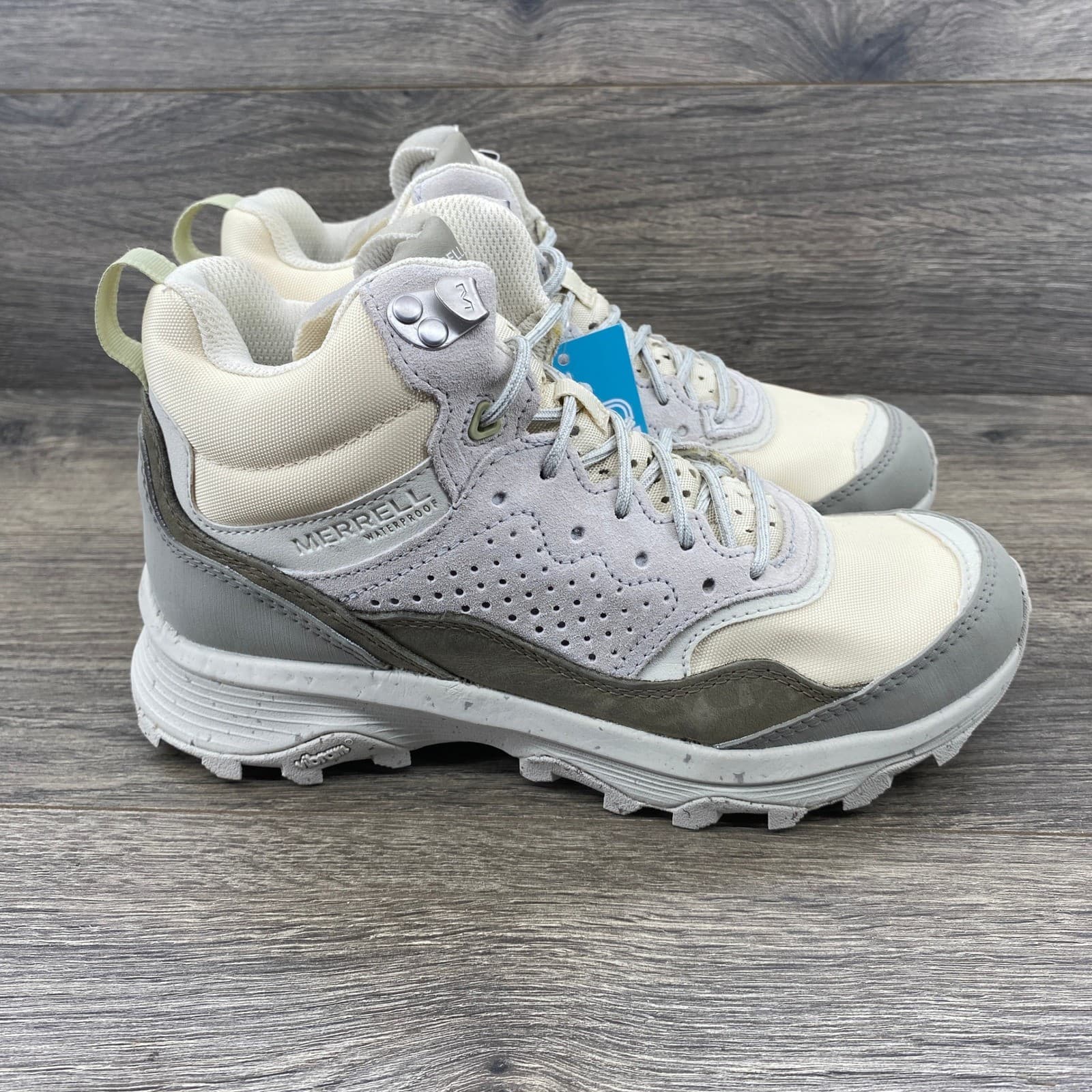 Merrell Speed Solo Waterproof Hiking Boots Gray/Beige Ladies Size 7.5 NEW 2