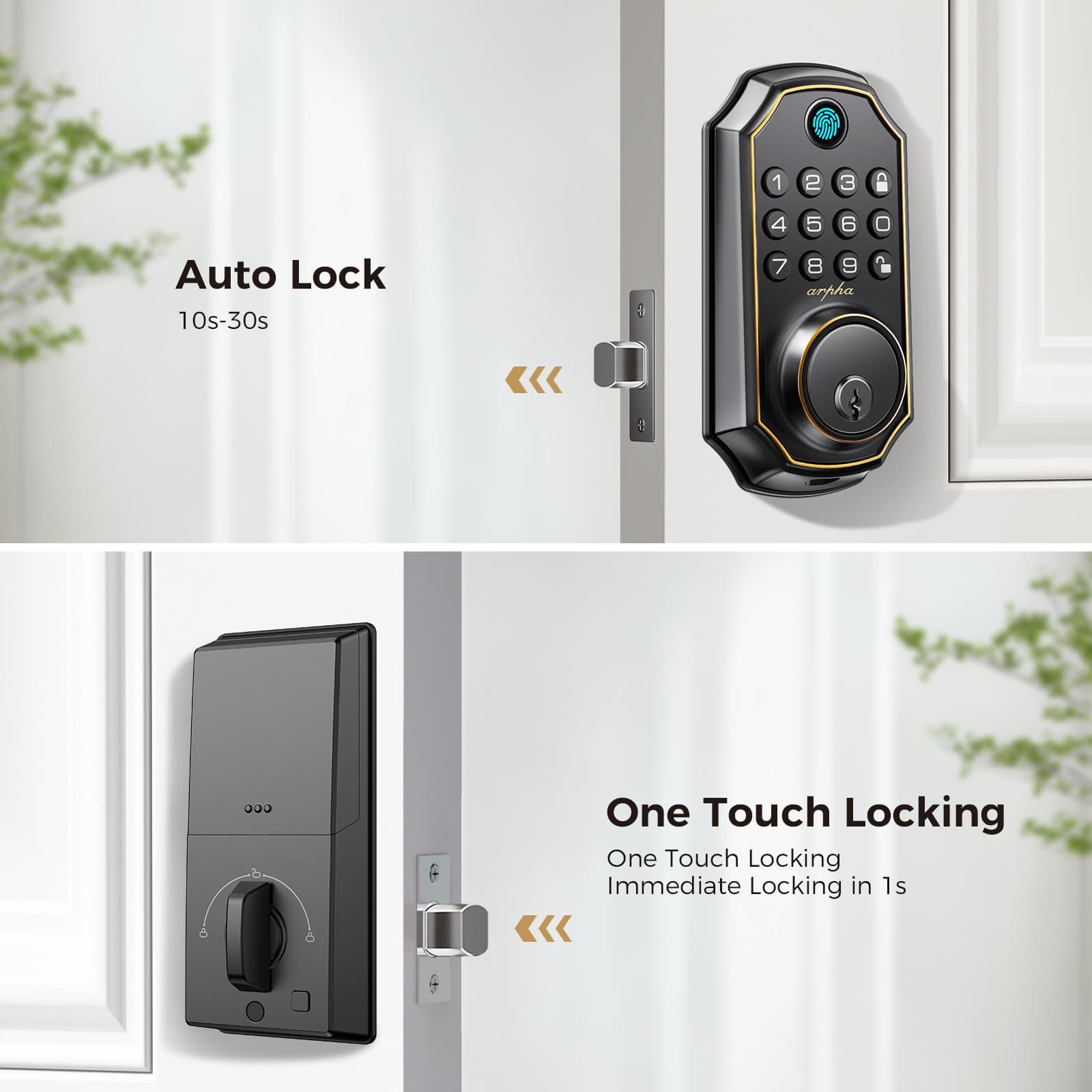 ARPHA Fingerprint Door Lock Biometric Smart Lock APP Bluetooth Keyless Deadbolt 5