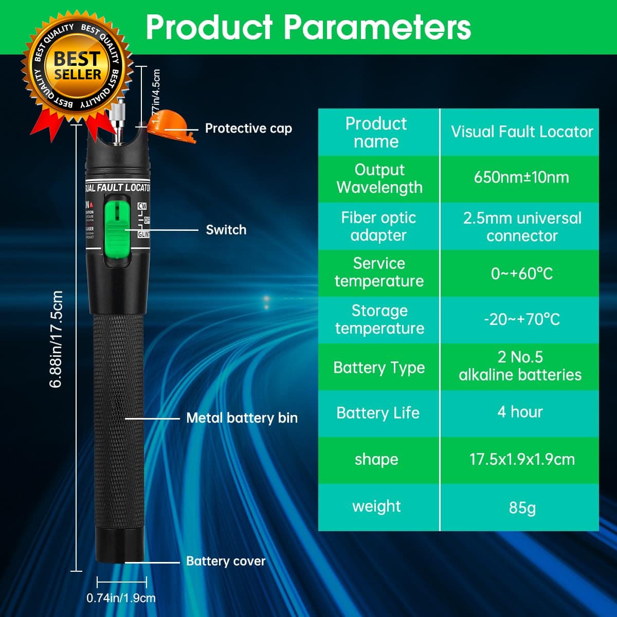 Visual Fault Locator Fiber Optic Tester VFL Fiber Optic Cable Tester Meter FC 4
