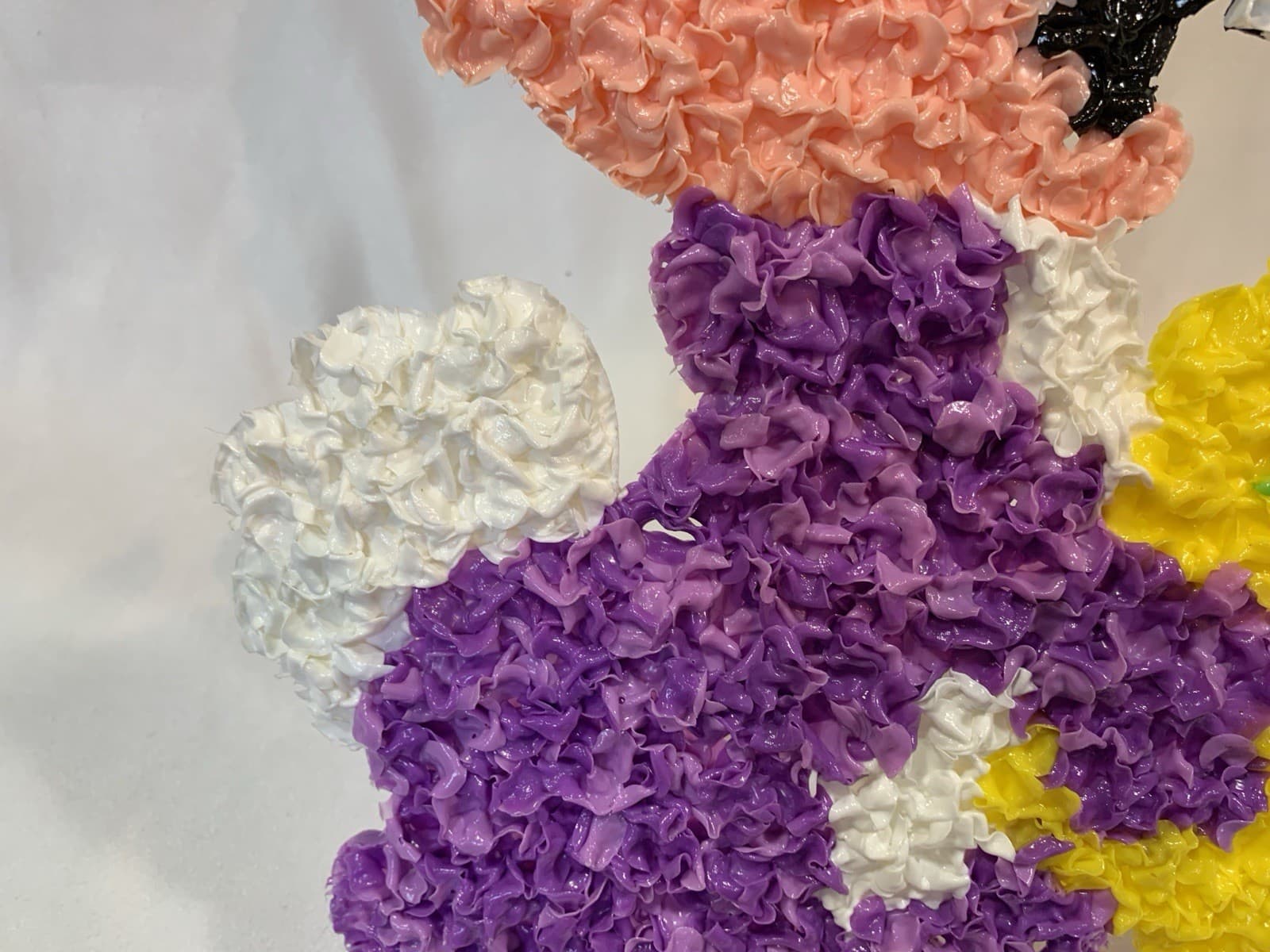 VTG Melted Plastic Popcorn 1970s PURPLE EASTER Bunny Basket Eggs Decoration 21" 4