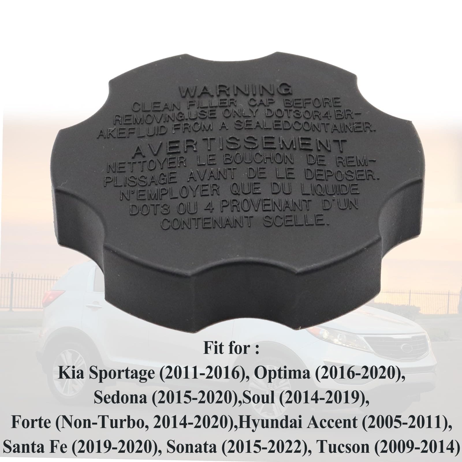 Brake Master Cylinder Reservoir Tank Cap for Accent Azera Elantra Santa Fe So... 2