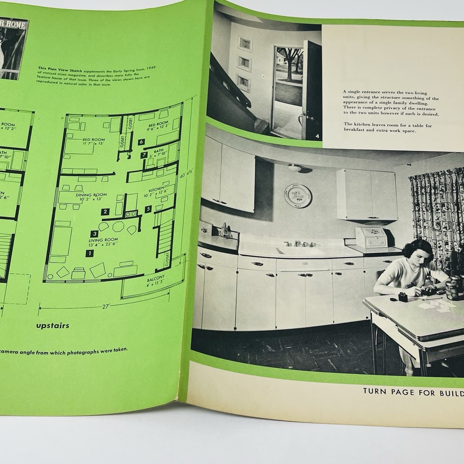 1949 Popular Homes House For Two Happy Families One Home Blueprints Plan Vintage 5
