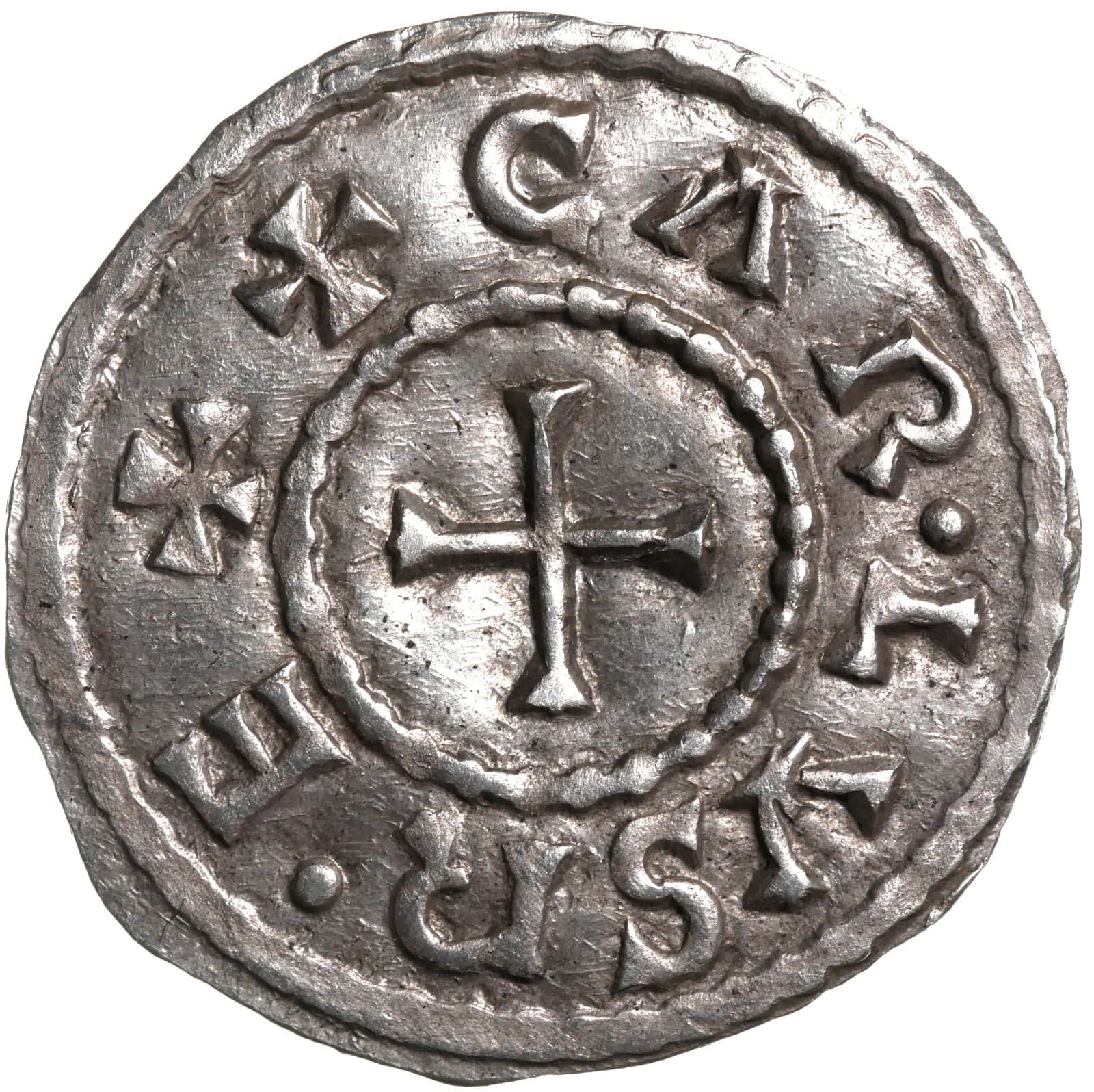CAROLINGIENS. Charles the Bald 840-877. AR Denier, Paris Mint. 2