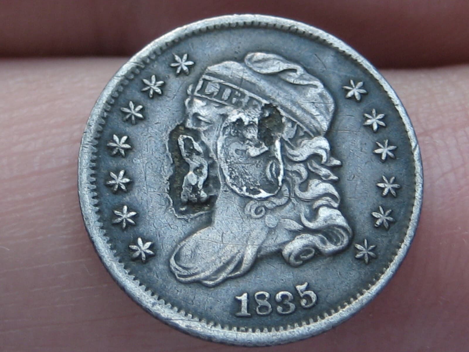 1835 Silver Capped Bust Half Dime, Small Date, Small 5C, VF/XF Details 5