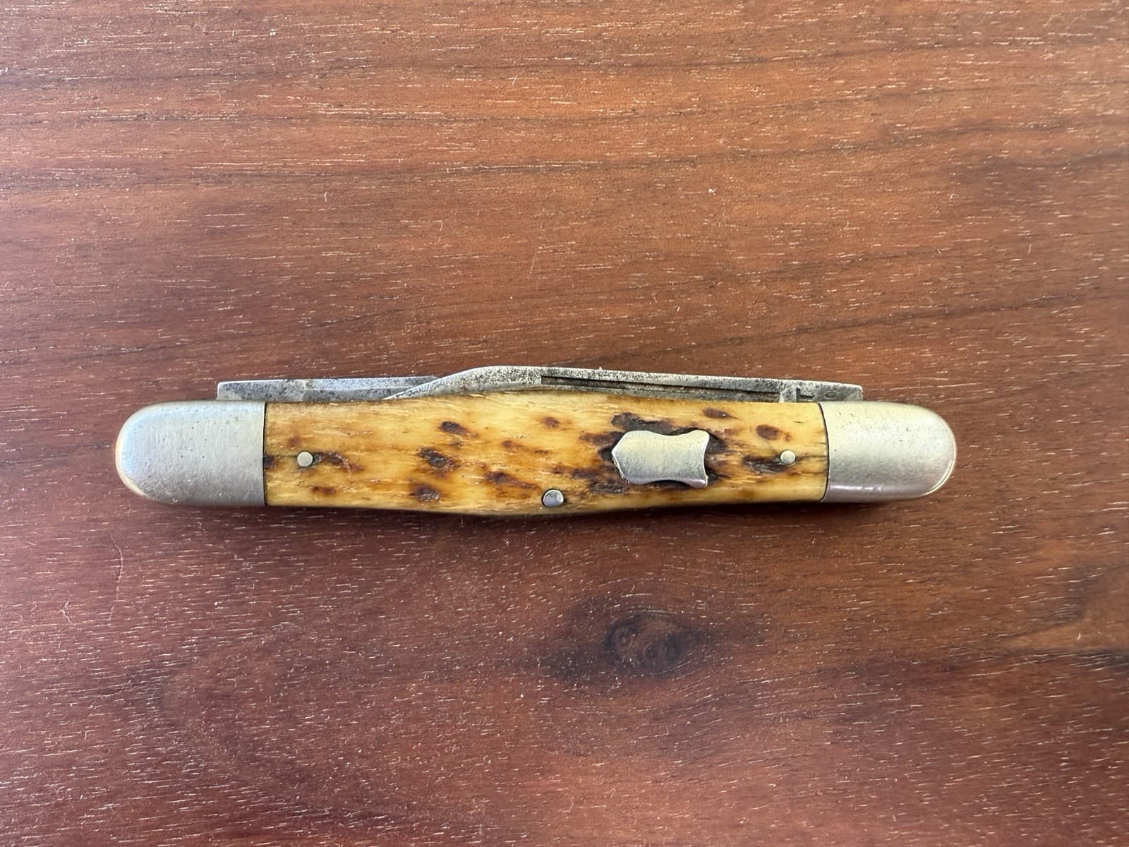 A GREAT WILBERT CUTLERY Co for SEARS 1908-21 POCKET KNIFE WORN BONE SWELL CENTER