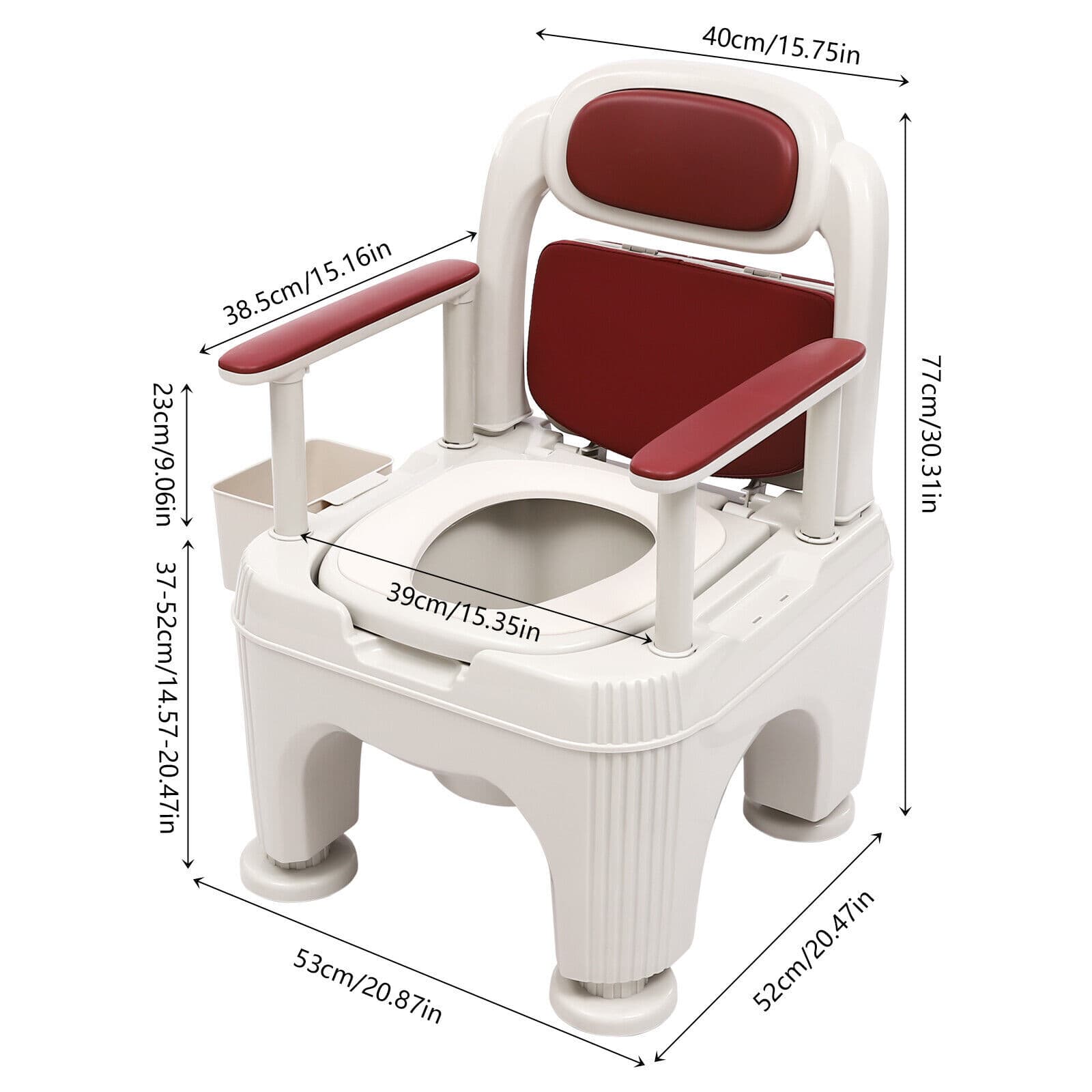 Adult SeniorToilet Chair Portable Mobile Toilet ChairHeight Adjustable Bath Seat 2