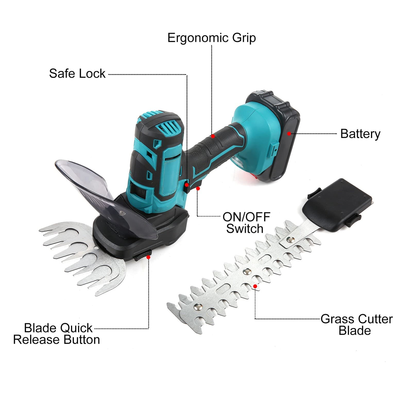 1-20V Cordless Grass Trimmer 2000mAh 2 In 1 Handheld Electric Lawn Trimmer DHUL