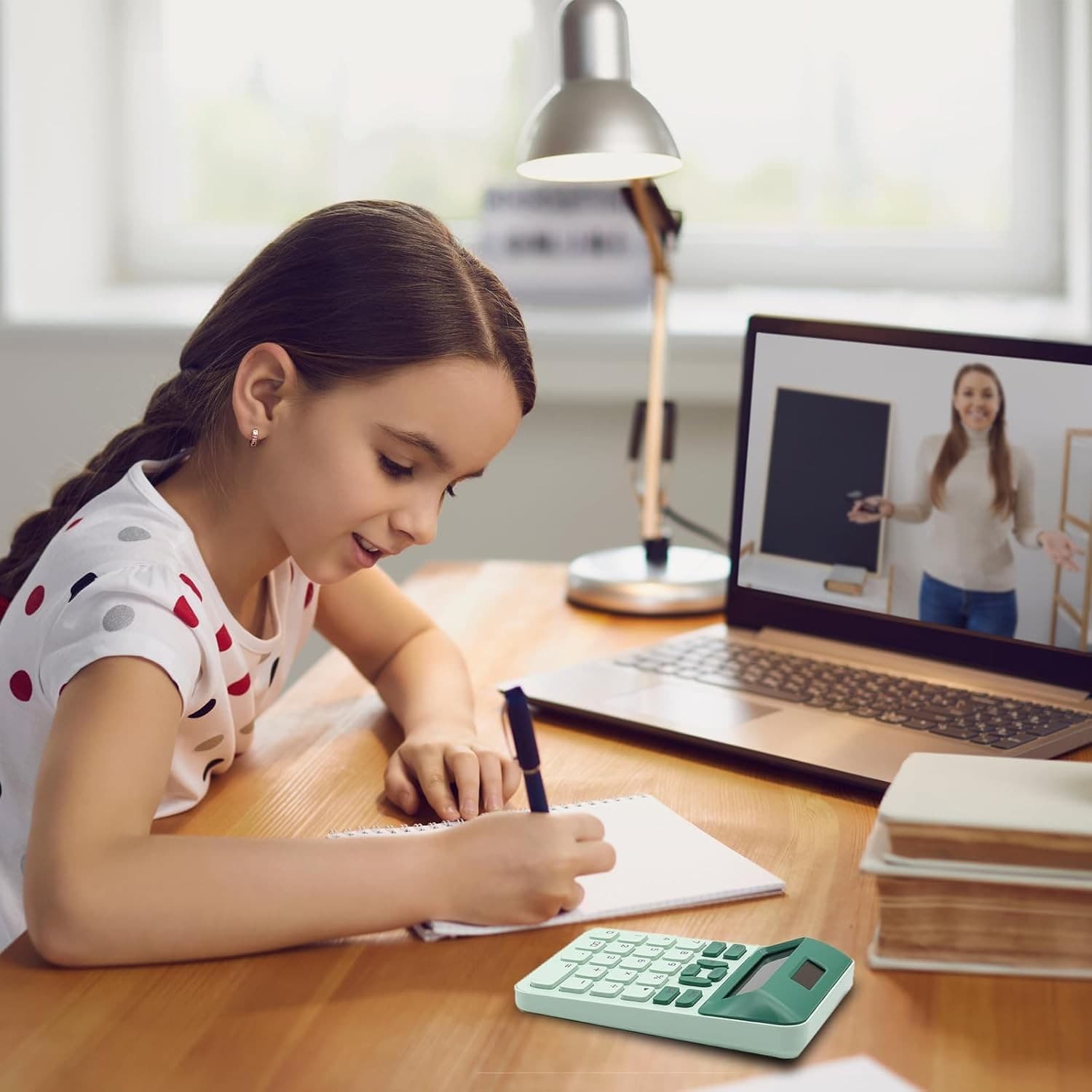 Green Basic Calculator with 12 Digit LCD Display - Cute for Office,  5
