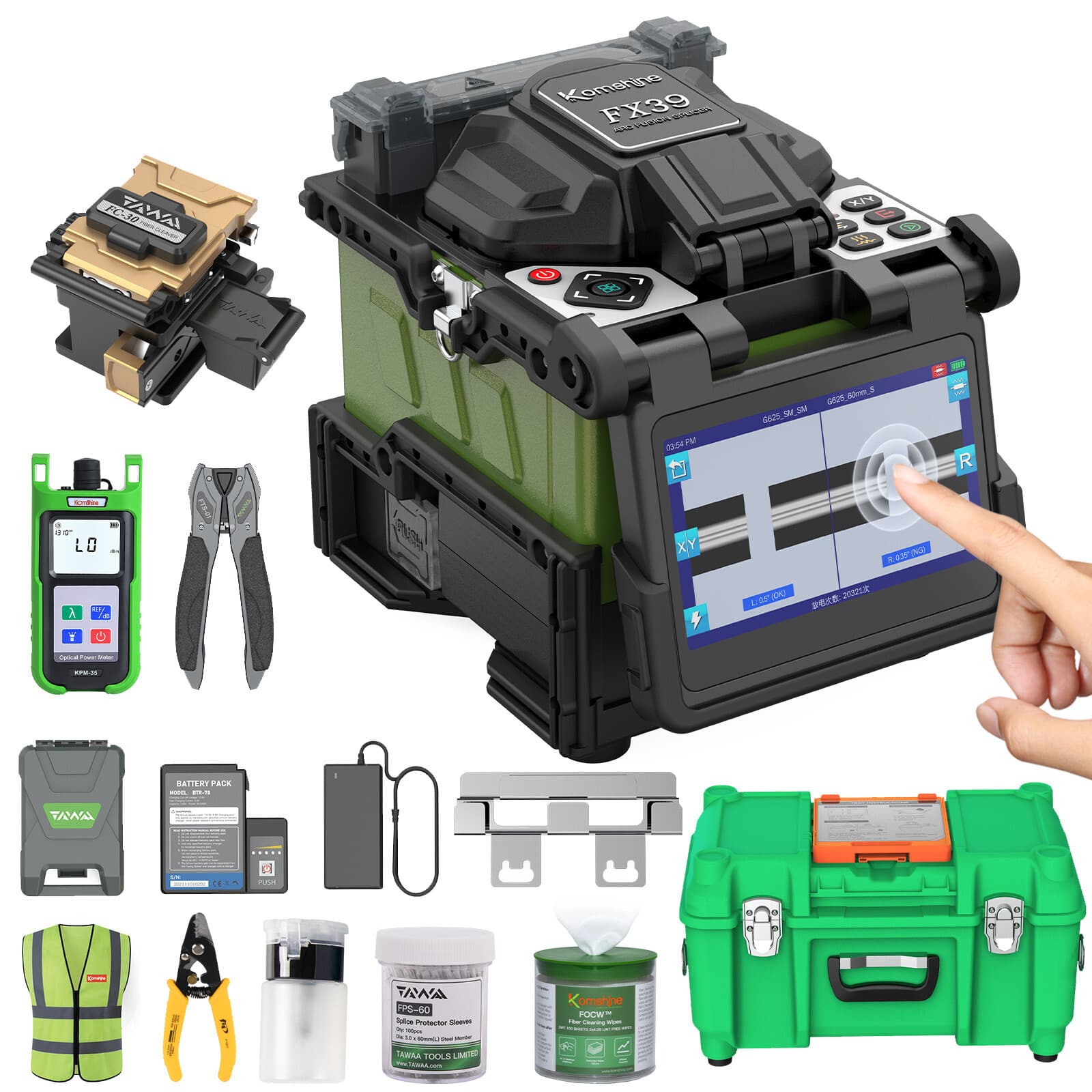 Fusion Splicer Komshine FX39 4.3 Inch Touch Screen Fiber Optic Splicing Machine