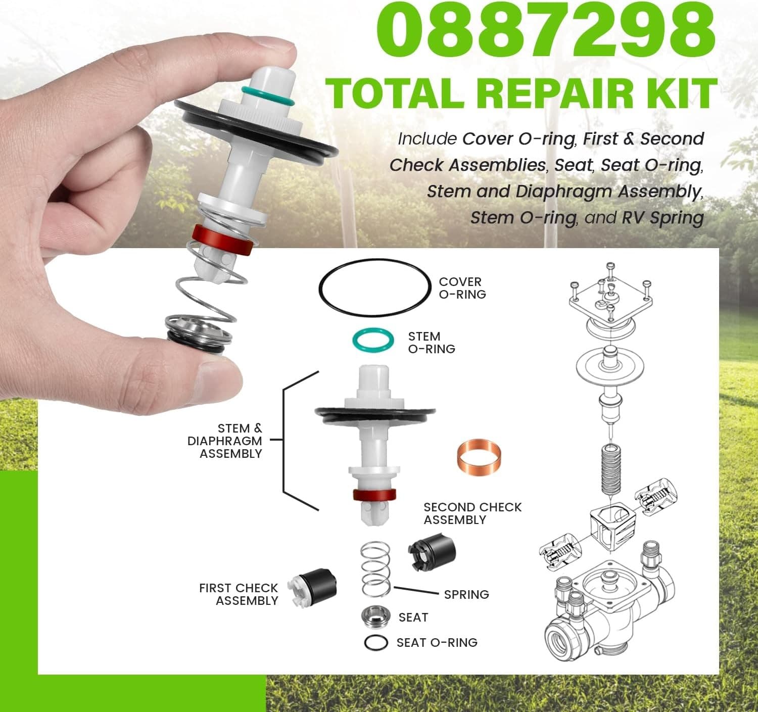for Watts 1/4-1/2" LF009/009 Reduced Pressure Zone Total ValveRepair Kit 0887298 2