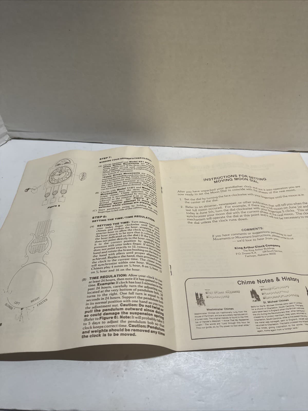 King Arthur Vintage Grandfather Clock  operating instructions manuel Movement 3