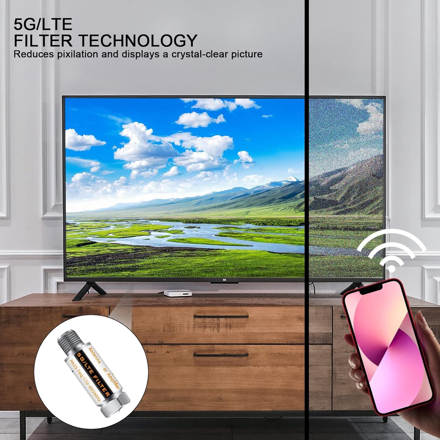 2Pcs 5G Filter Improves Antenna Amplifier Signals - LTE Filter for TV Antenna Si 5