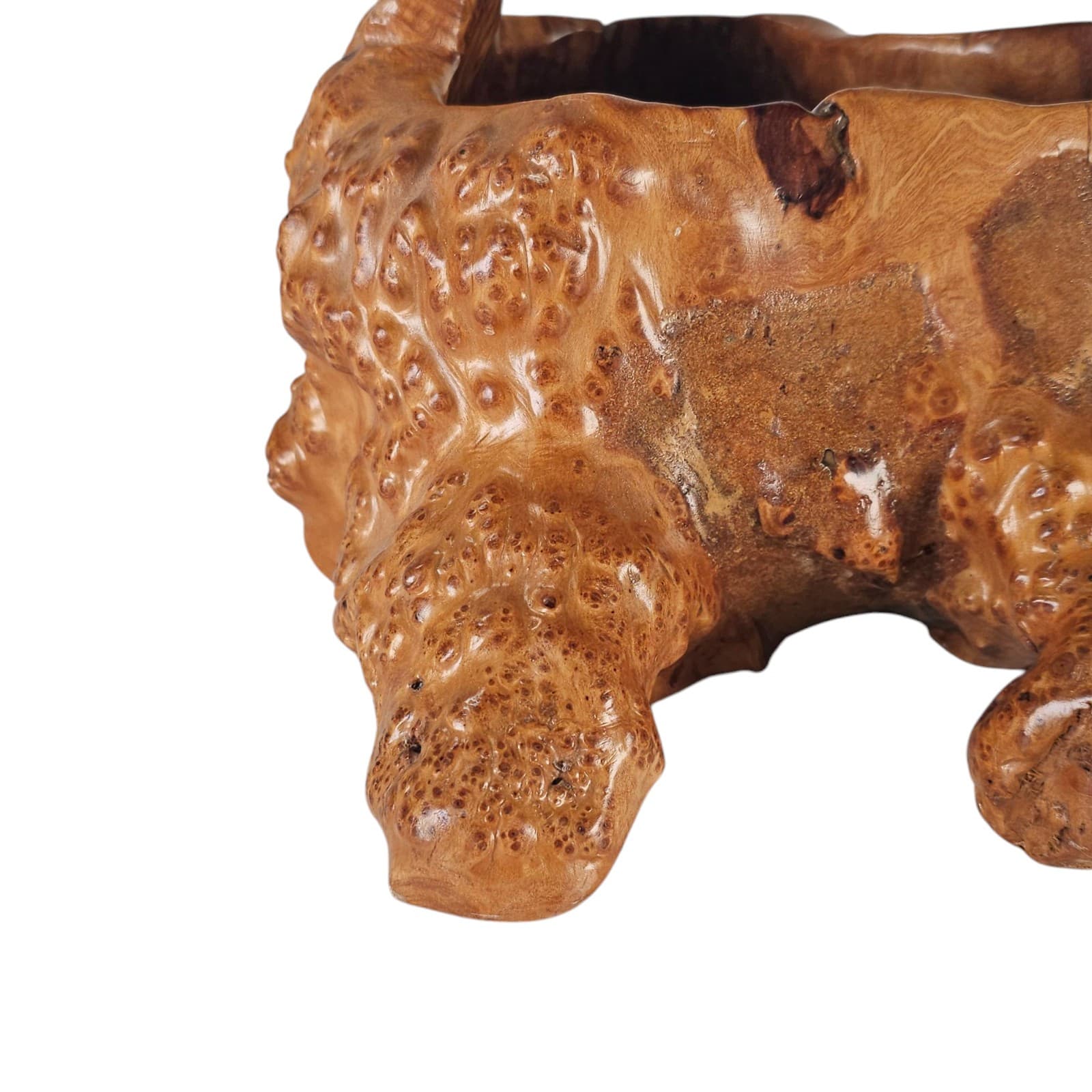 Vintage Teak Root Burl Ikebana Basket 13” Centerpiece Rustic Flower Display 6