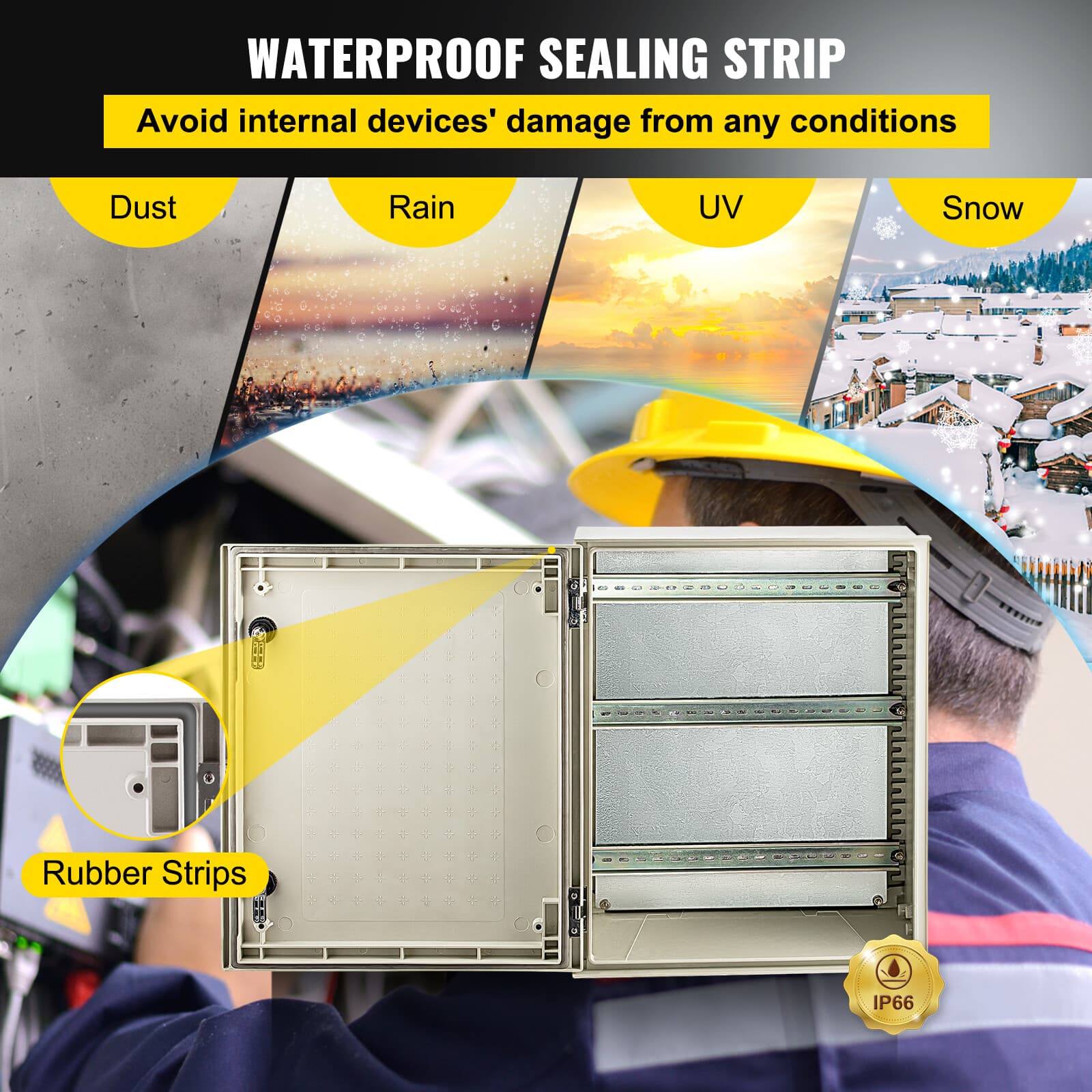 20x16x8" Fiberglass Enclosure NEMA Type 3 Electrical Enclosure IP65 4