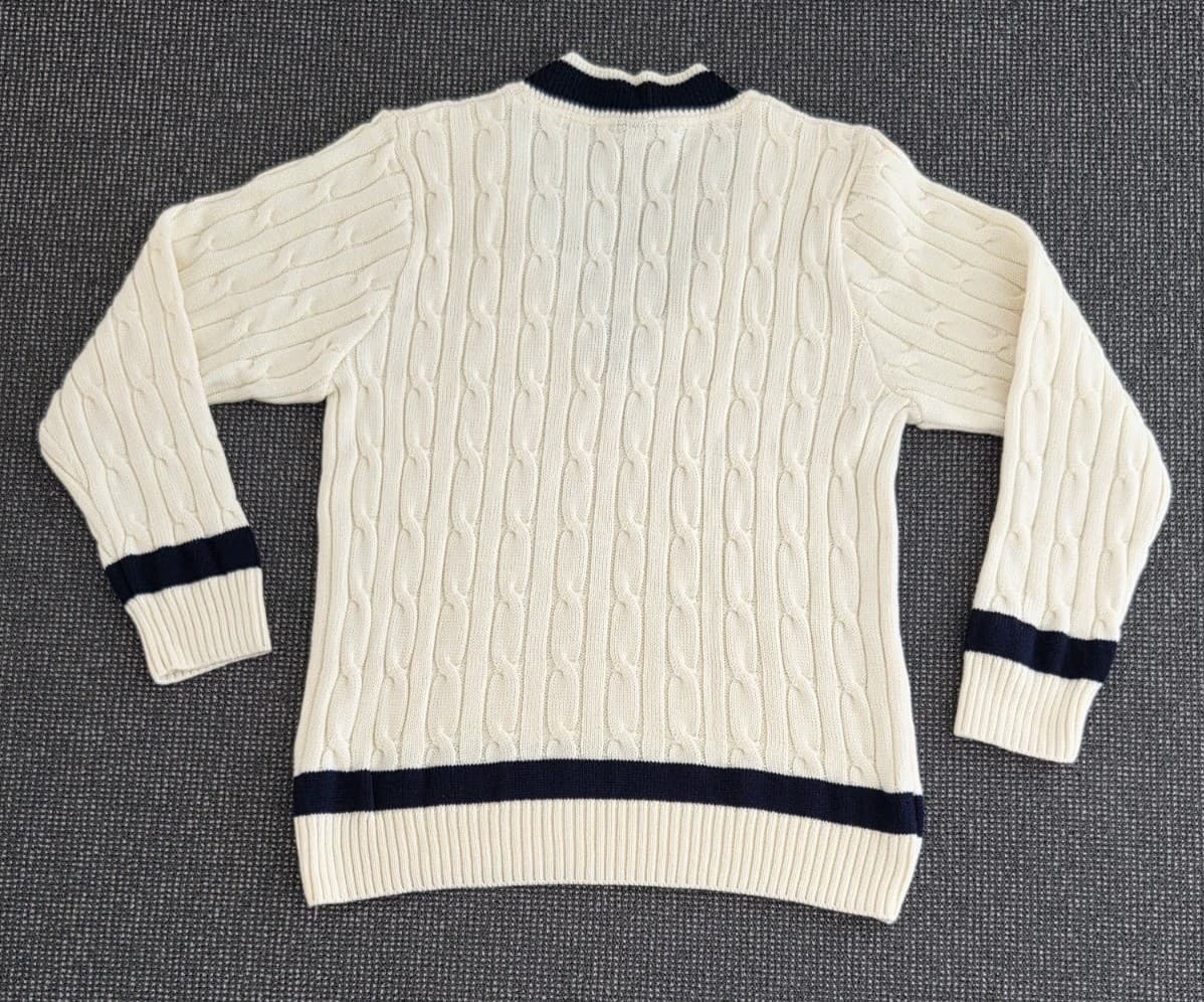 🔶️VINTAGE SILVER FLEECE MENS L/SLEEVE SIZE L CRICKET JUMPER POLO TENNIS SWEATER 2