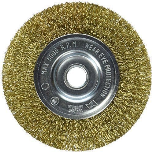 New 4" Crimped Brass Flat Wire Wheel Brush FOR Bench Grinders w / 5/8" Arbor 2