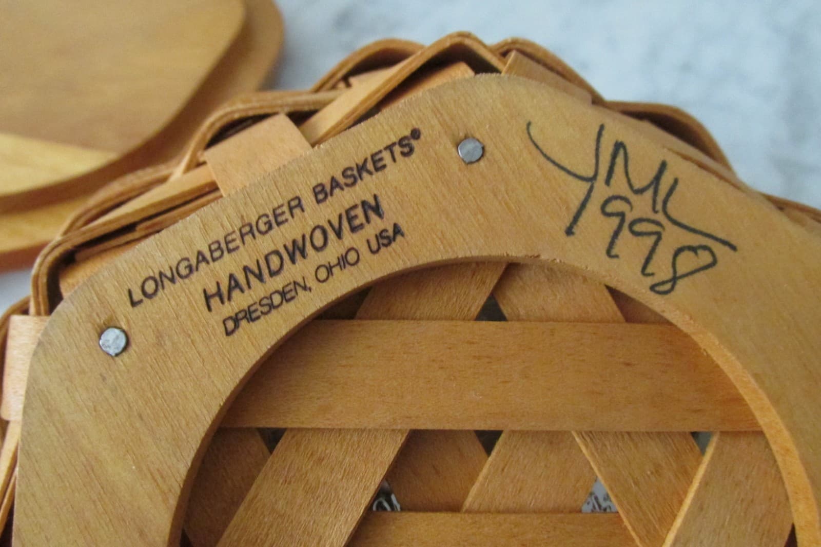 Longaberger 1998 Octagon Basket with Protector and Wood Lid 5