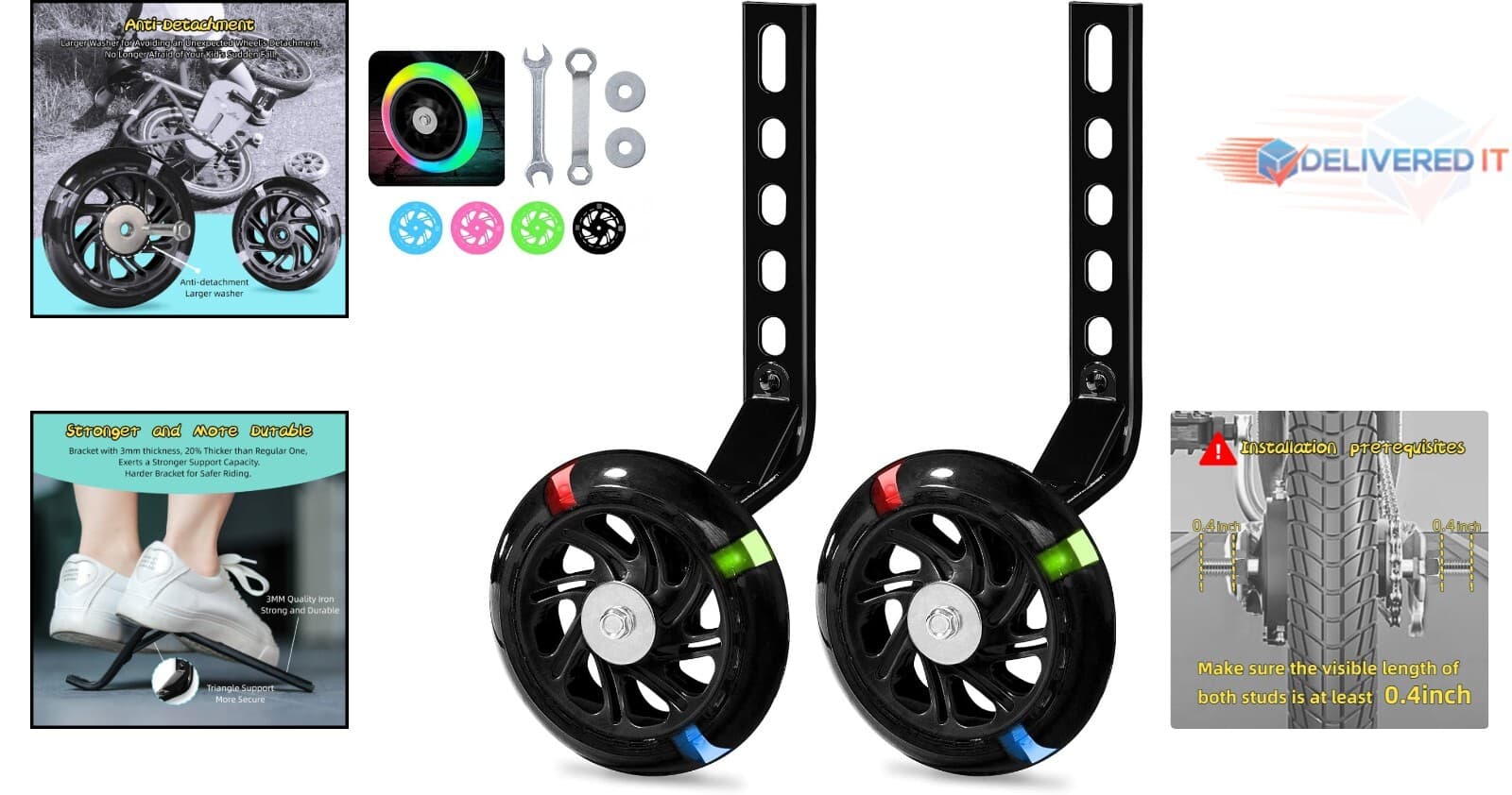 Bicycle Training Wheels Heavy Duty for 14-20 Inch Kids Bike Safe Durable 2