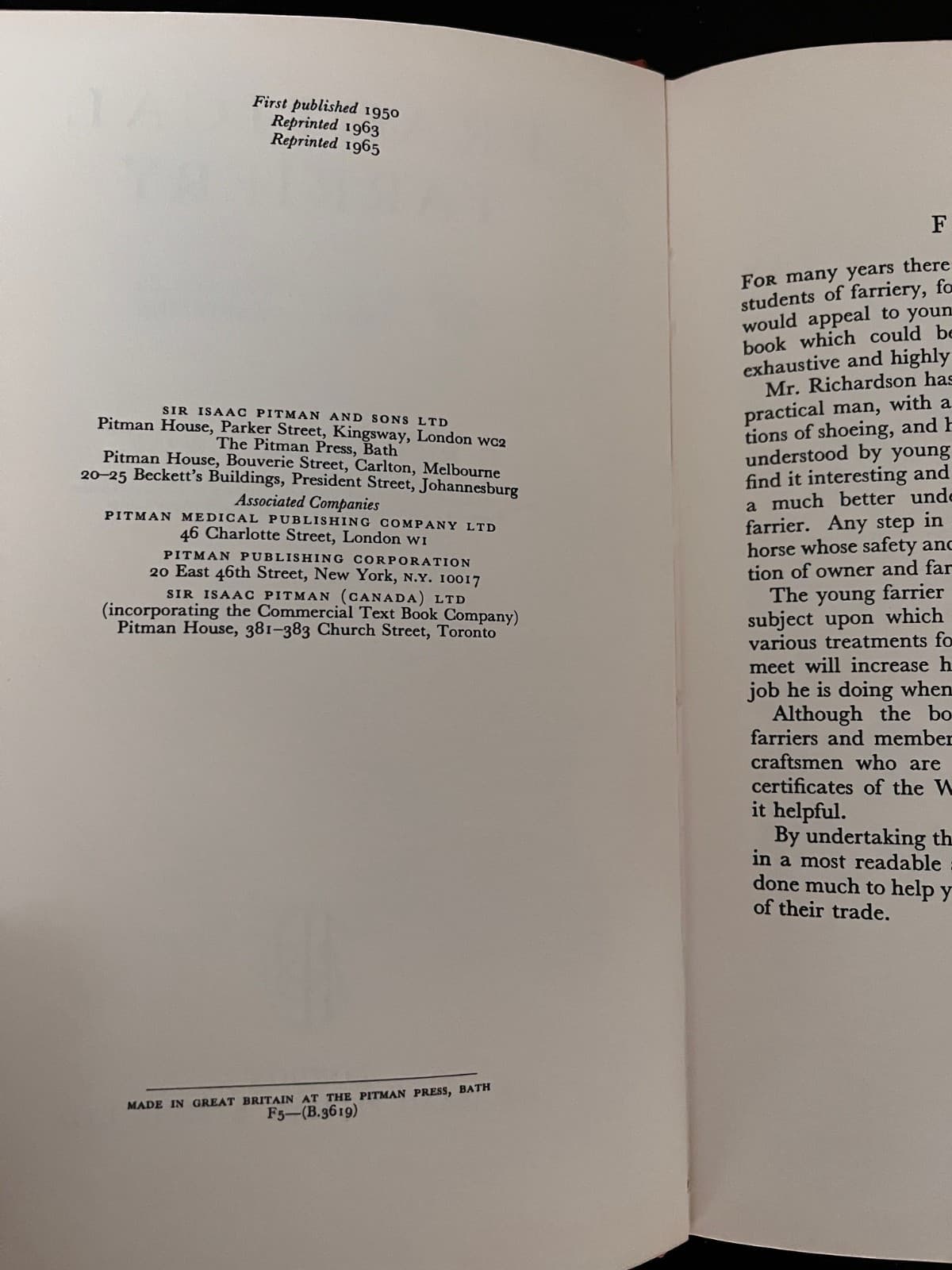 Practical Farriery Guide for Apprentices & Craftsmen Hardcover Book 1965 4
