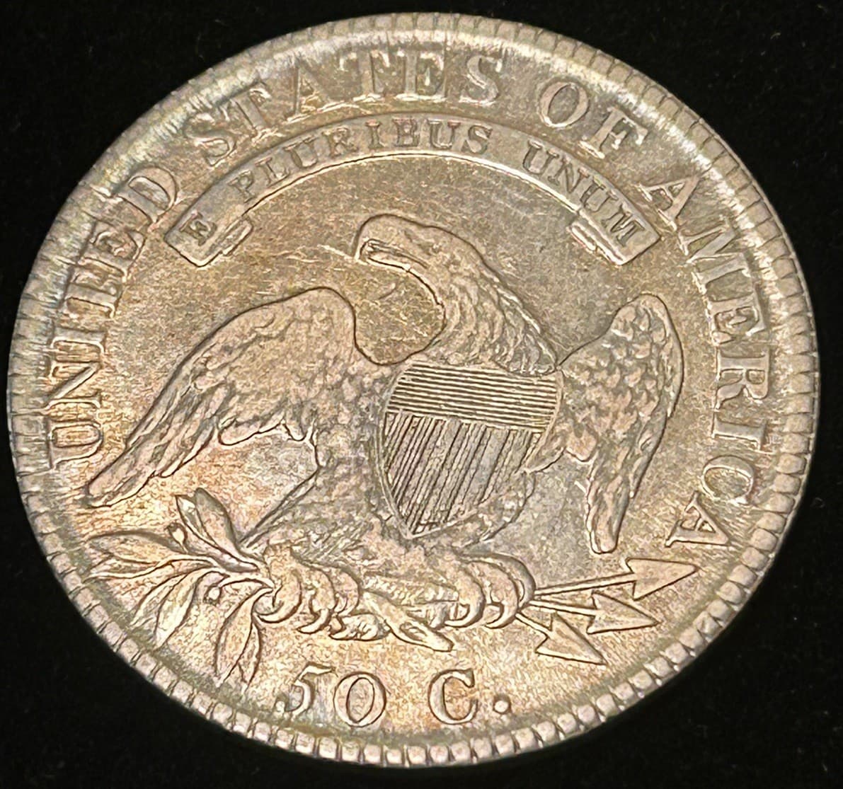 1817 Capped Bust Silver Half Dollar 50c Rare O-105a R-4 High Grade Toned 6