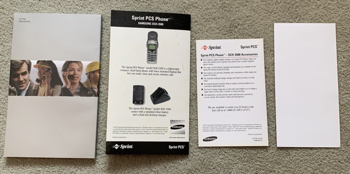 Vintage Samsung SCH-3500 User Guide, Accessory Guide, Quick Reference Guide MINT 6