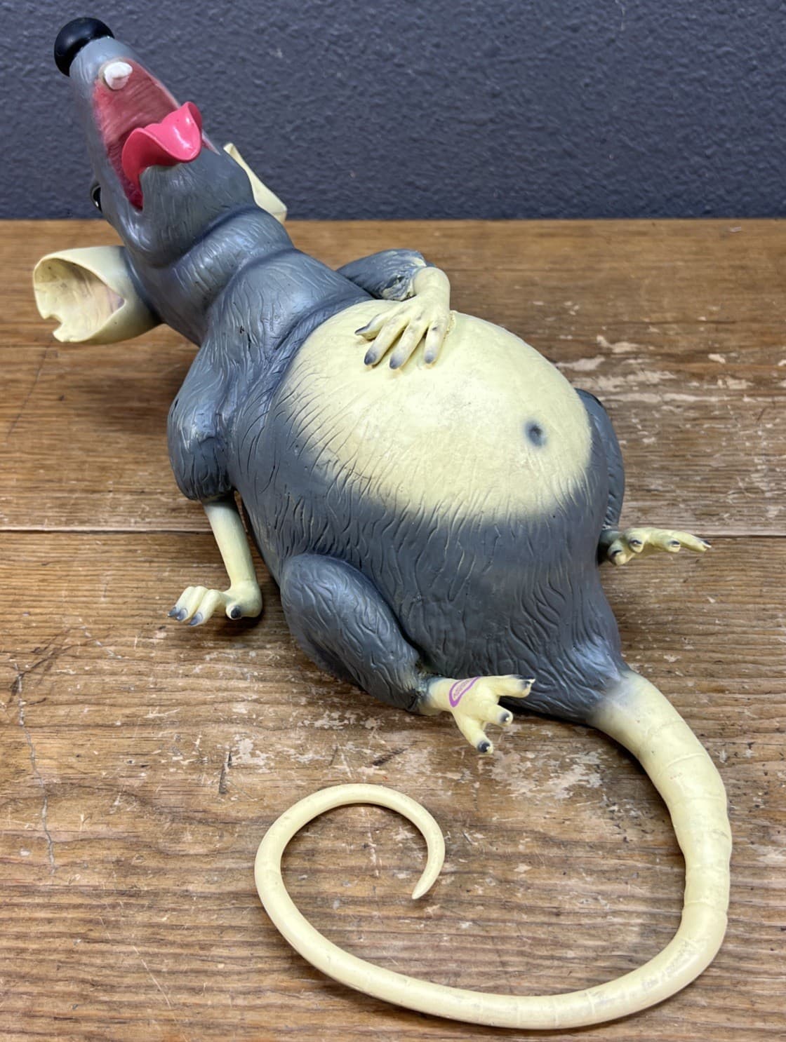 Gemmy 15" Animated Talking Burping Dying Halloween Fat Rat Rubber Prop (VIDEO) 3