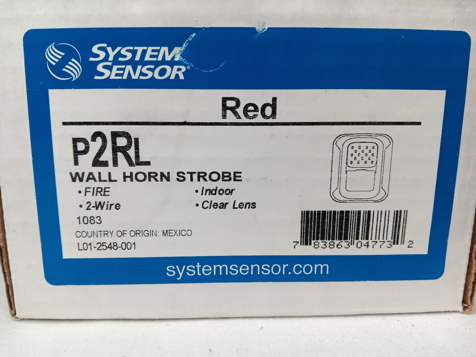 System Sensor P2RL Red Wall Horn Strobe Indoor Clear Lens 2