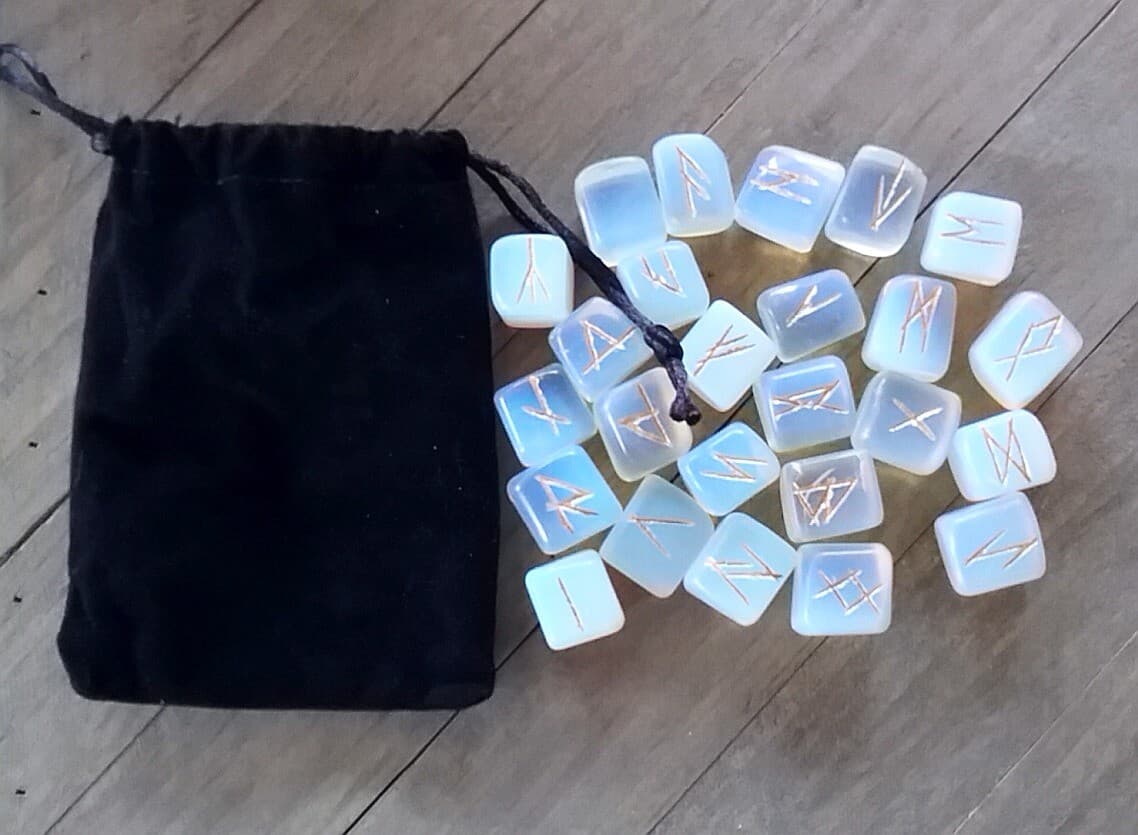 OPALITE Rune Set, OPALITE Rune Stones, Elder Futhark Runes, OPALITE RUNES 2